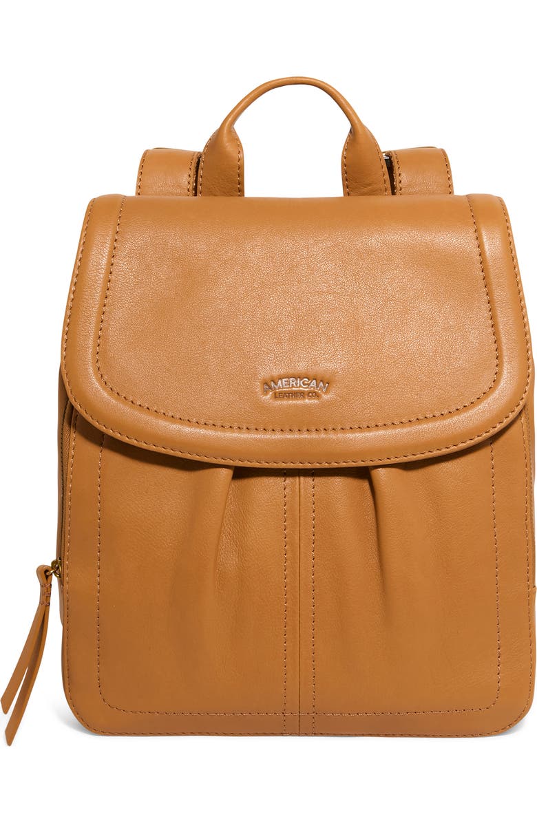 AMERICAN LEATHER CO. Marino Leather Backpack, Main, color, Cafe Latte