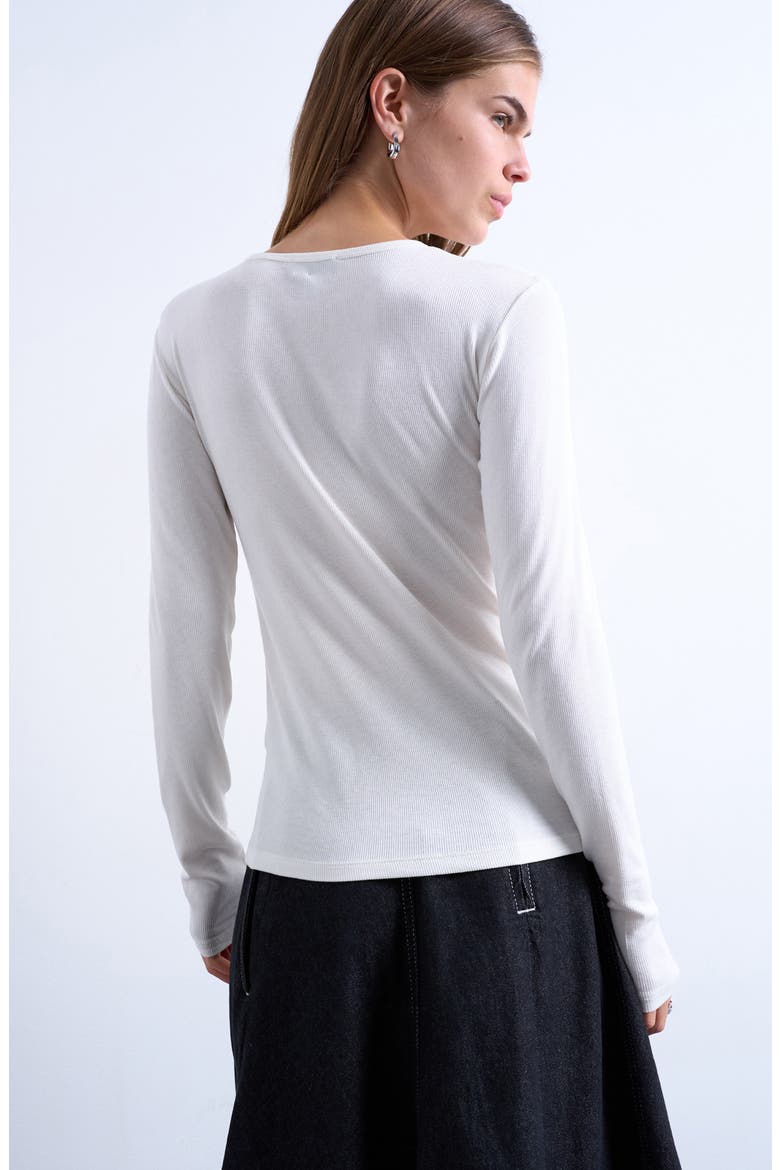 Long Sleeve Rib Top, Alternate, color, CREAM