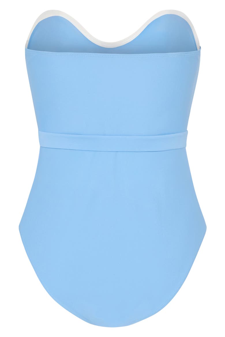 Skewed Petal Strapless One-Piece Swimsuit, Alternate, color, ORANGE/ BLUE