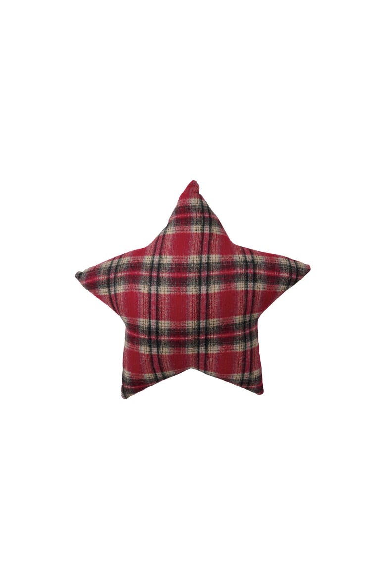 Plaid Patchwork Star Pillow in Polyester, Main, color, Multicolor