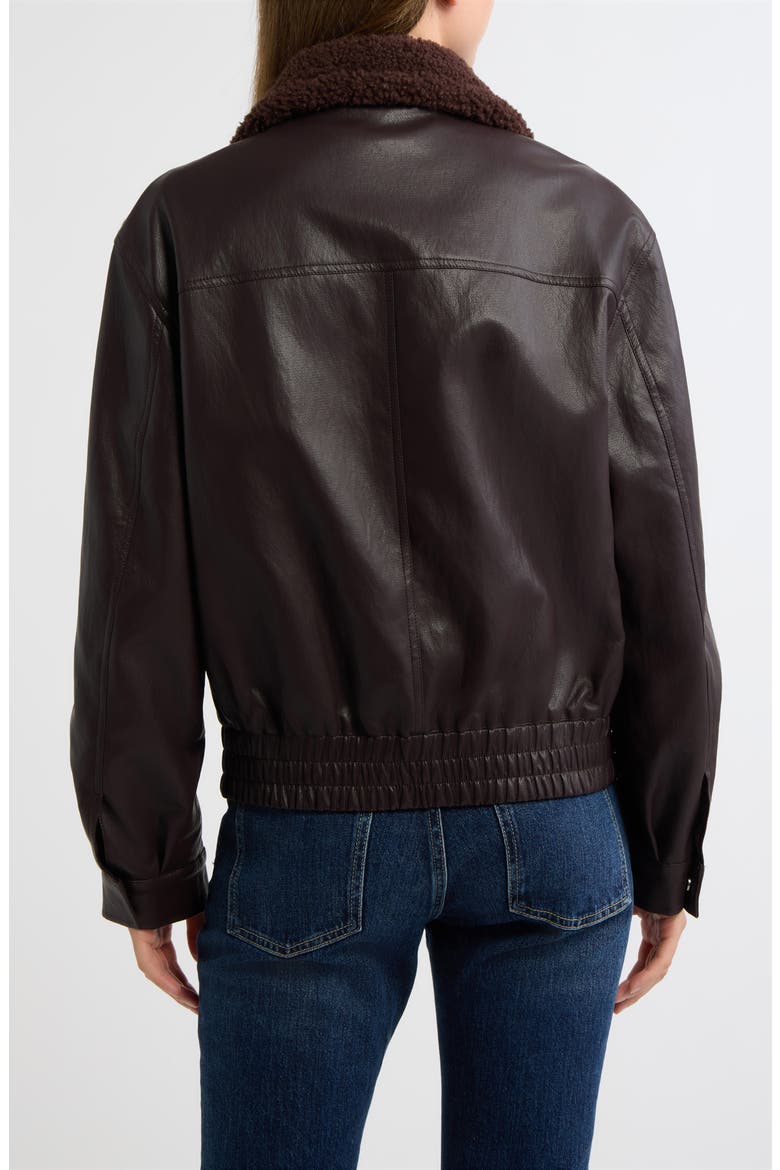 Faux Leather Stand Collar Bomber Jacket, Alternate, color, SPICED PECAN