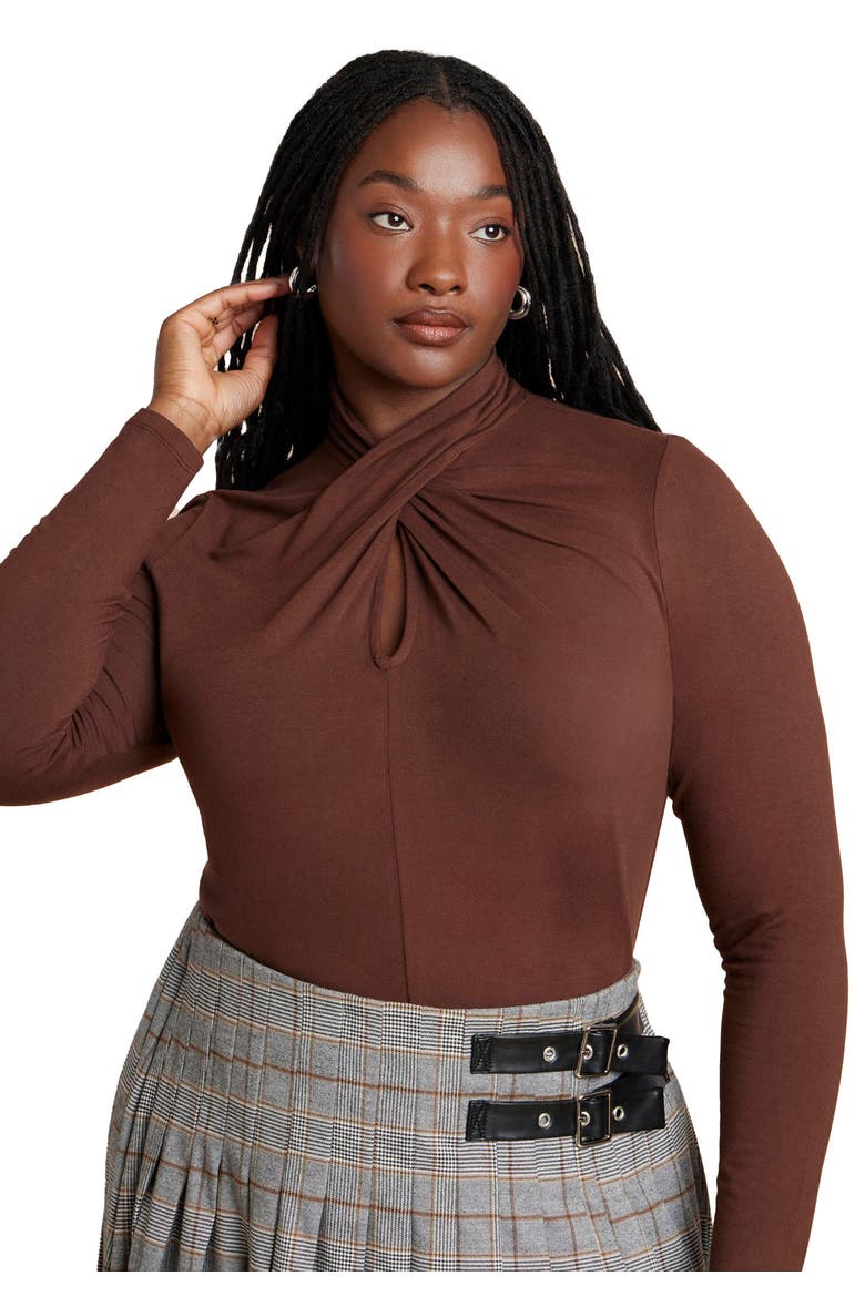 ELOQUII Keyhole Twist Drape Top (Women) | Nordstrom