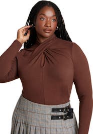 ELOQUII Keyhole Twist Drape Top