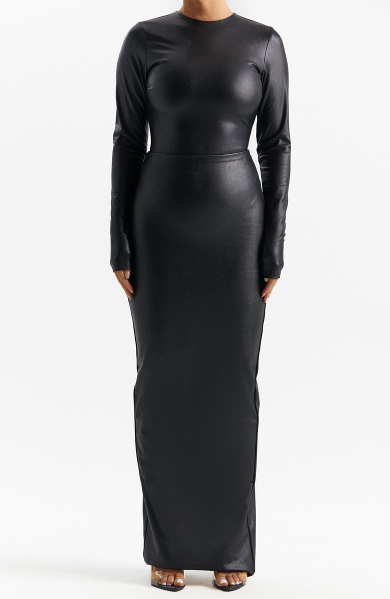 Naked Wardrobe Faux Leather Maxi Skirt, Alternate, color,