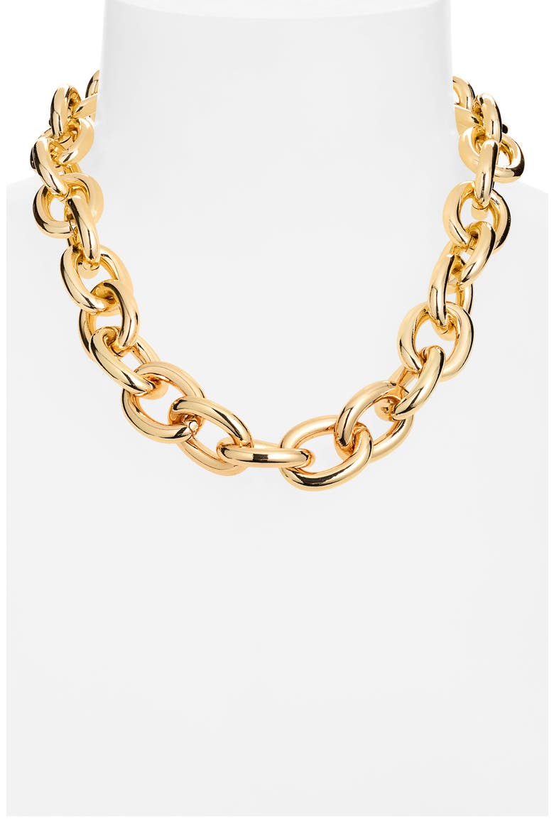Large Curb Link Toggle Necklace, Alternate, color, GOLD