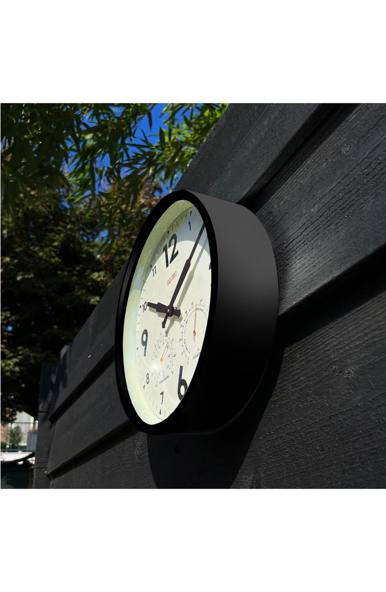 CLOUDNOLA Factory Outdoor Wall Clock & Weather Station, Alternate, color, Black