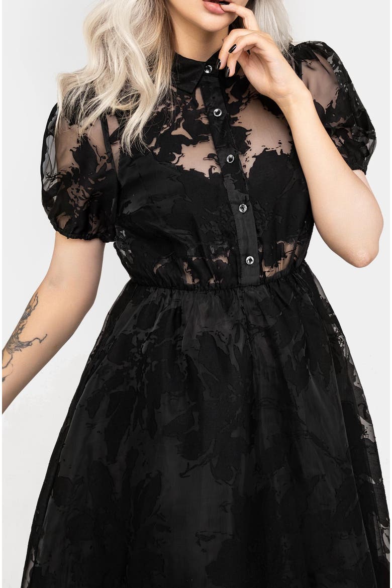 Spectre Layered Midi Shirt Dress, Alternate, color, Black