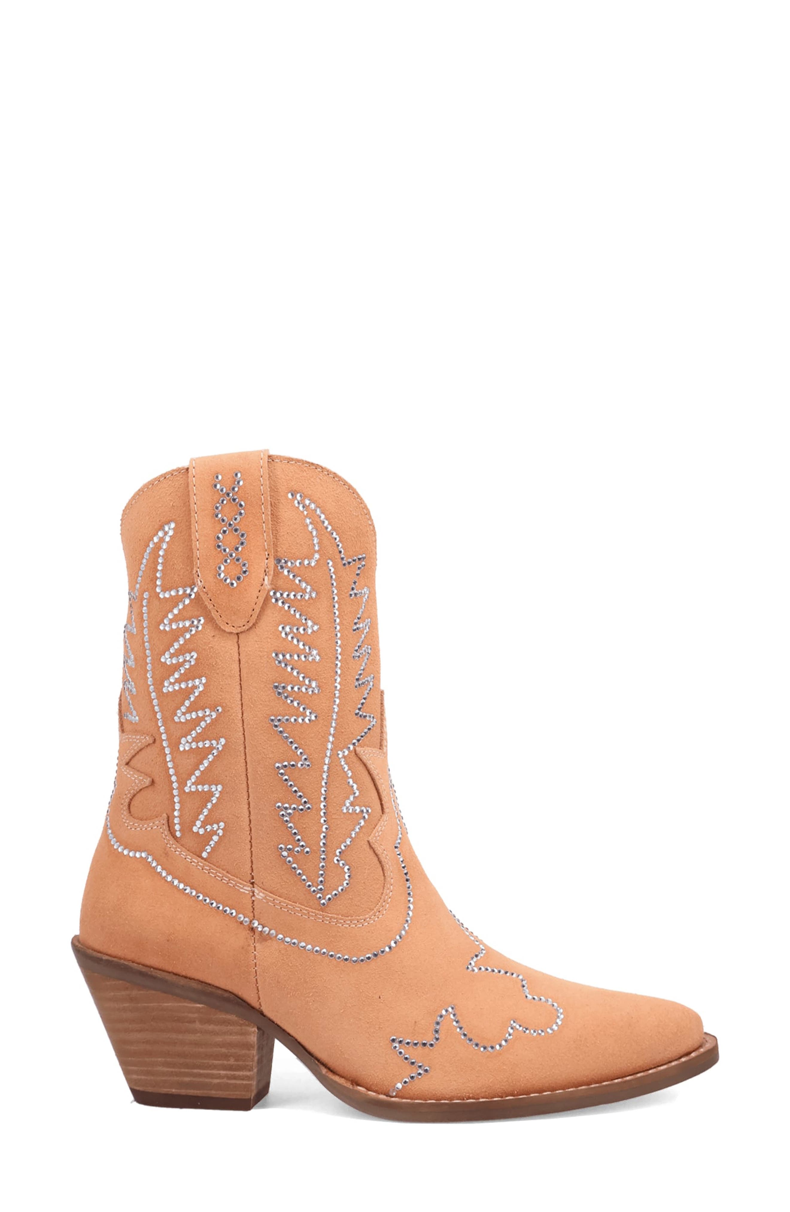 Tiny Pony Rhinestone Western Boot, Main, color, PEACH