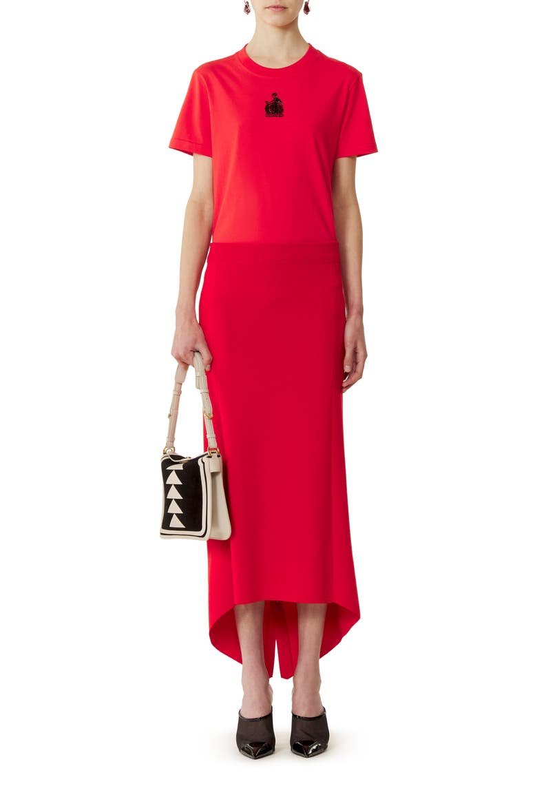 Buttoned Long Skirt In Merino Wool, Main, color, Red