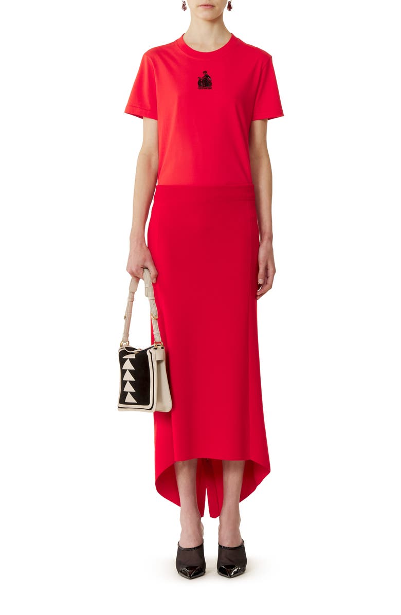 Lanvin Buttoned Long Skirt In Merino Wool, Alternate, color, Red