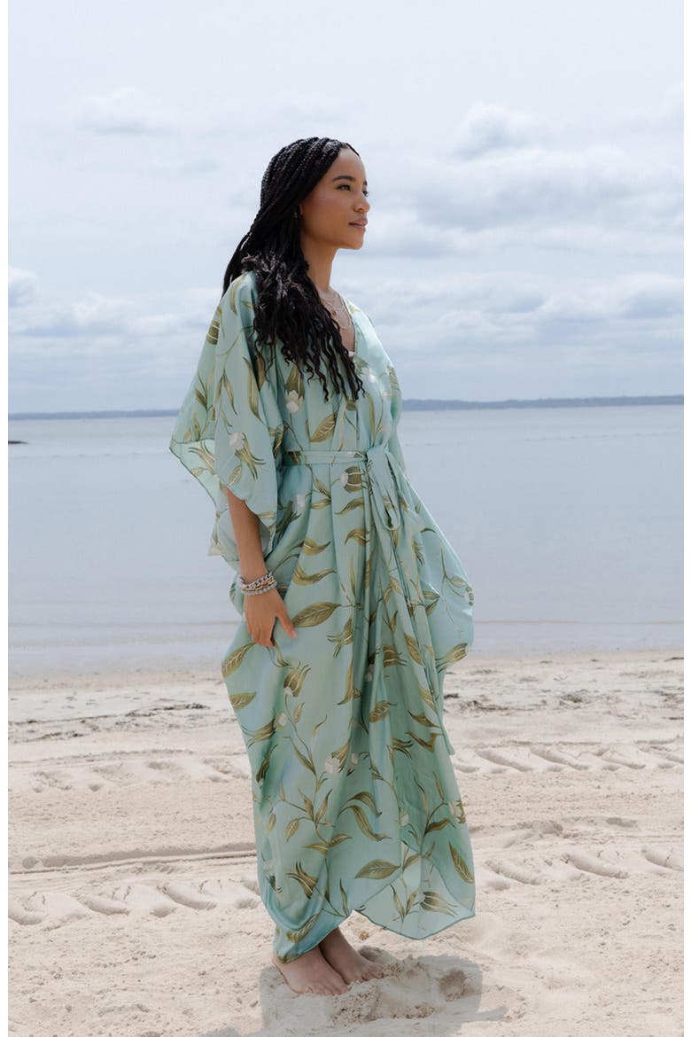 Tie Front Kaftan, Alternate, color, PASTEL GREEN