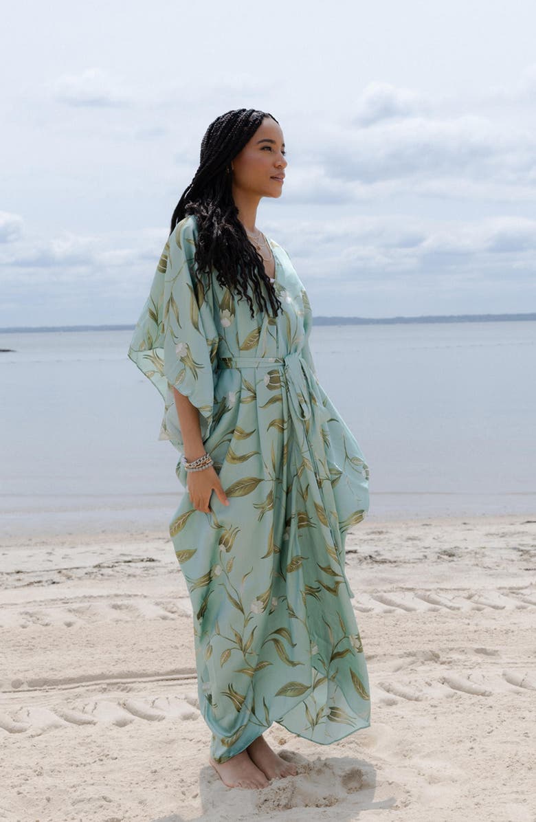 SAACHI Tie Front Kaftan, Alternate, color, Pastel Green