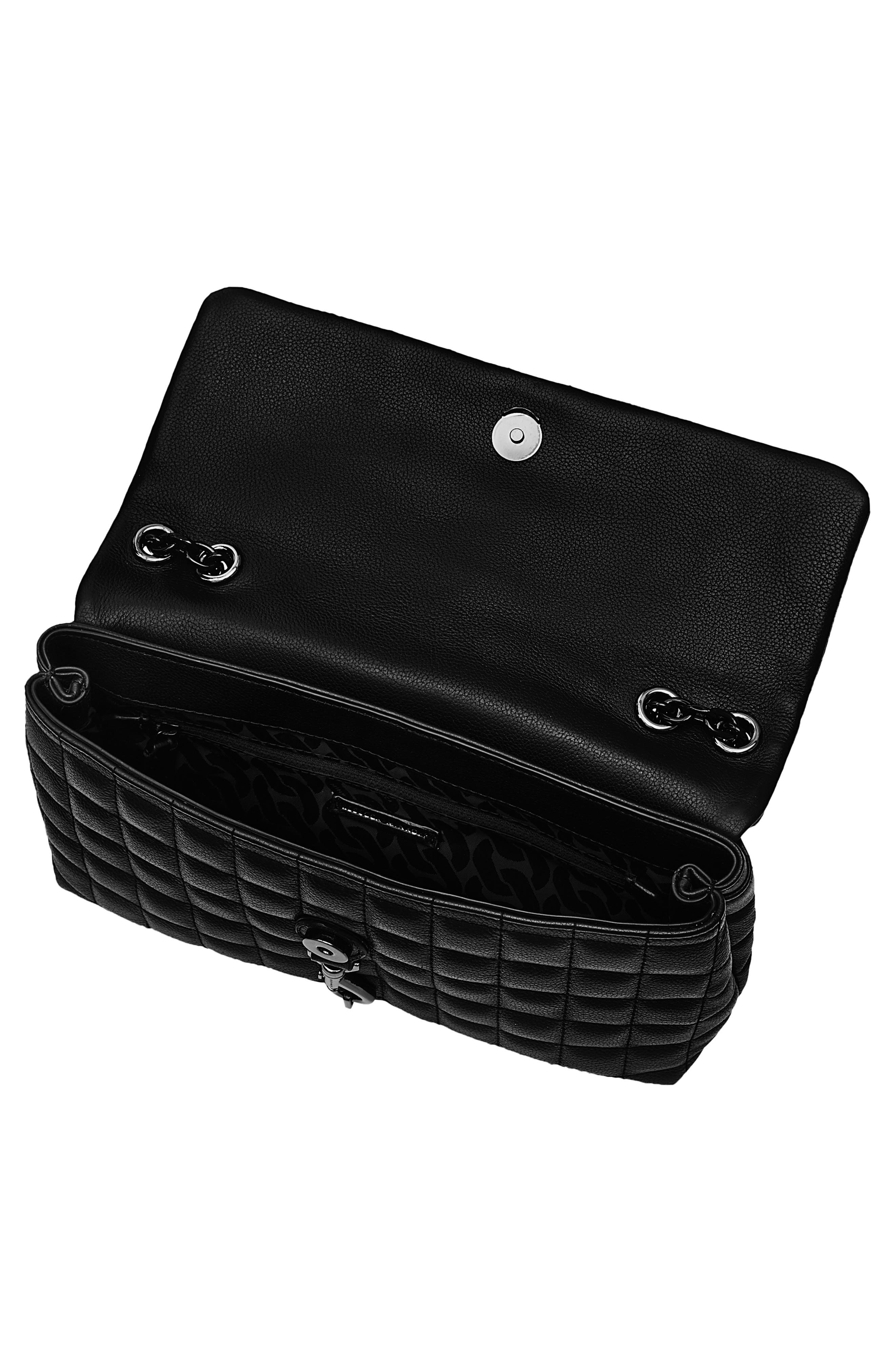 Rebecca Minkoff Medium Edie Quilted Leather Crossbody Bag, Alternate, color, Black