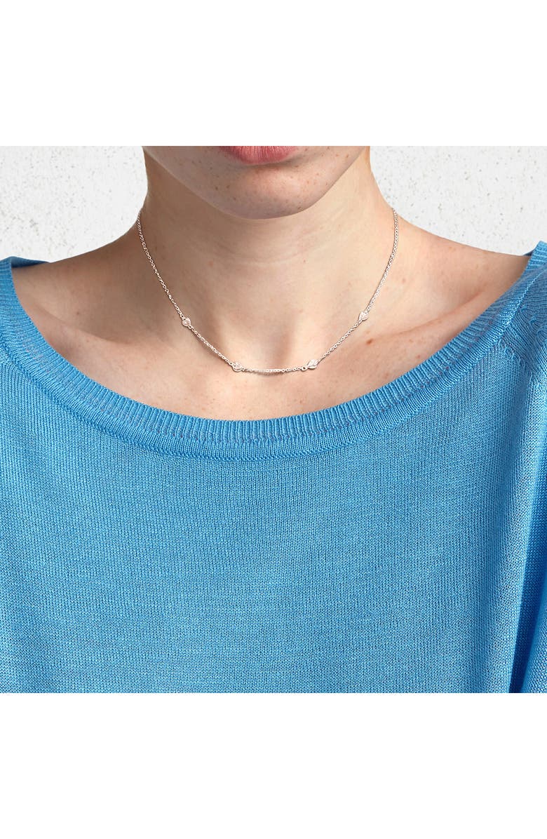 DELMAR Heart Station Chain Necklace, Alternate, color, Silver