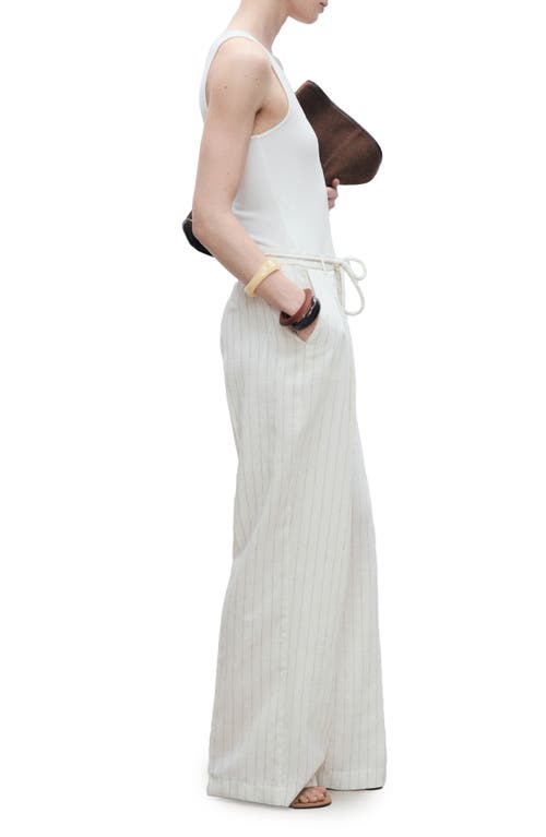 Mango Striped Combined Knit Jumpsuit Off White In White