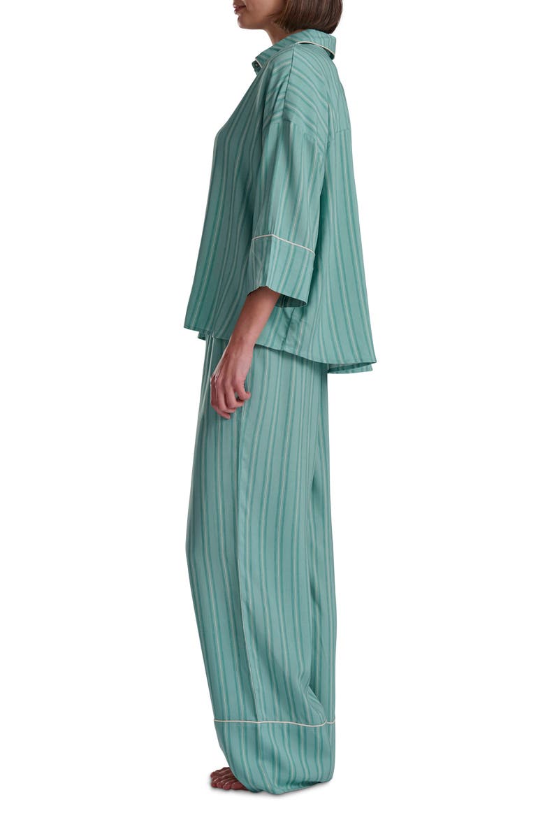 Button-Up Shirt & Pants Pajamas, Alternate, color, AQUA TWILL