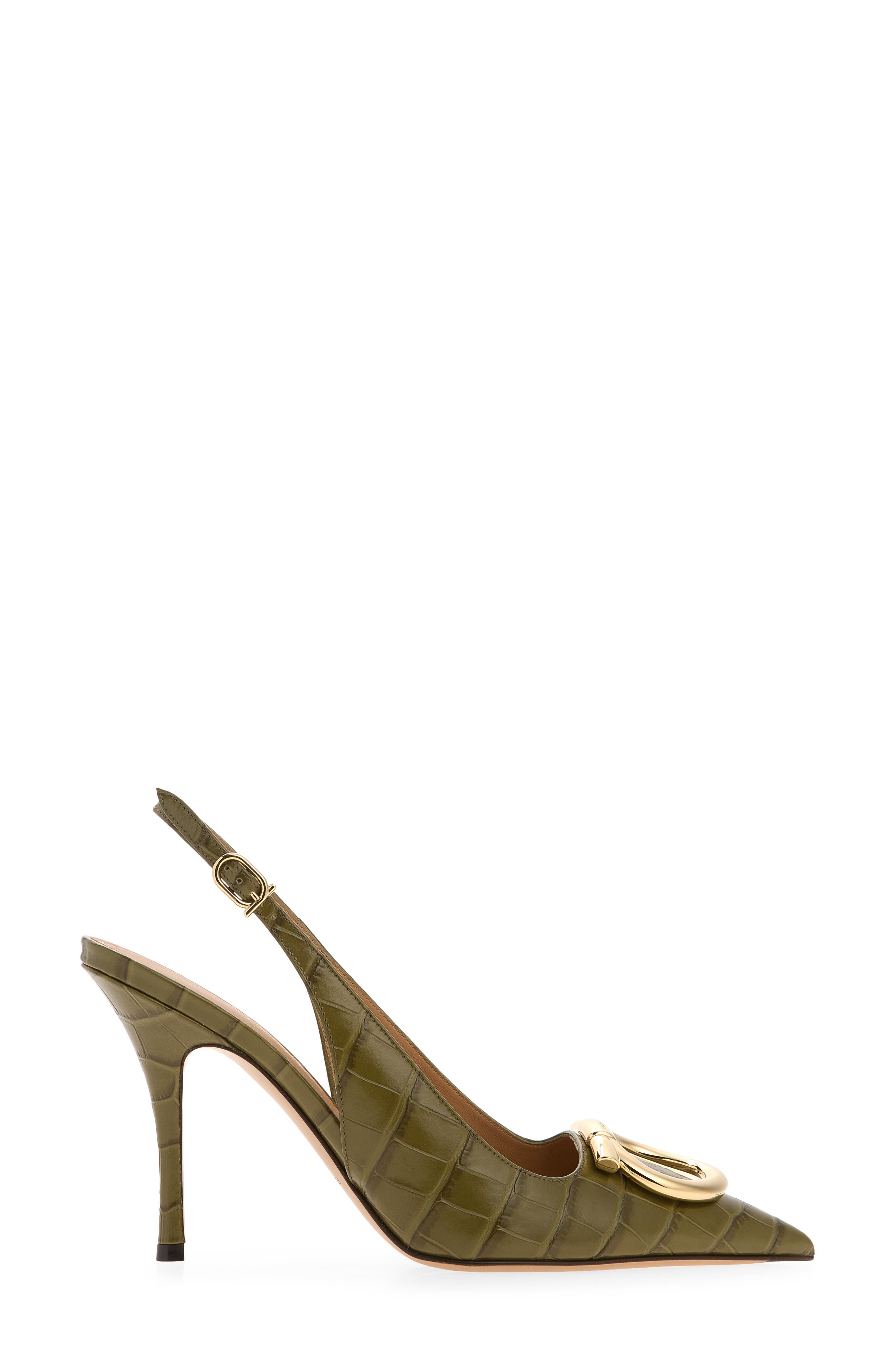 Sara Croc Embossed Pointed Toe Slingback Pump, Alternate, color, NEW OLIVE BISCOTTO