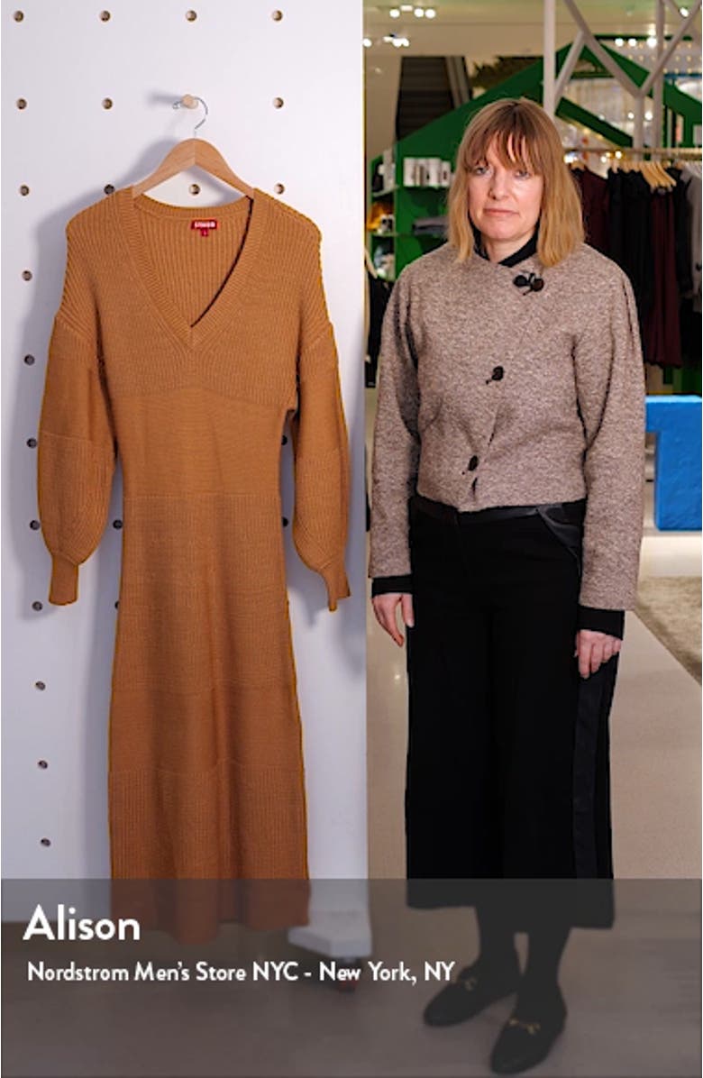 Carnation Long Sleeve Midi Sweater Dress, sales video thumbnail