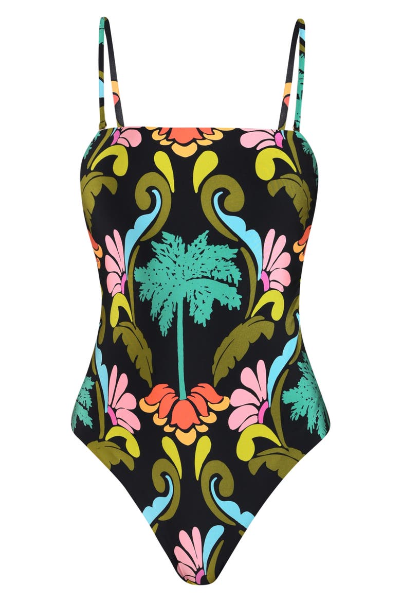 Mirage Bandeau One-Piece Swimsuit, Alternate, color, BLACK MULTI