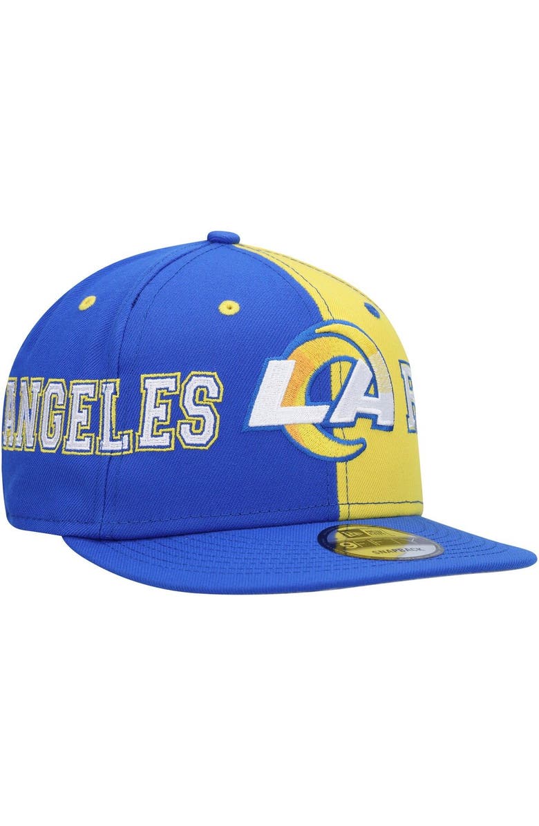 New Era Men's New Era Royal/Gold Los Angeles Rams Team Split 9FIFTY Snapback Hat, Alternate, color, Royal