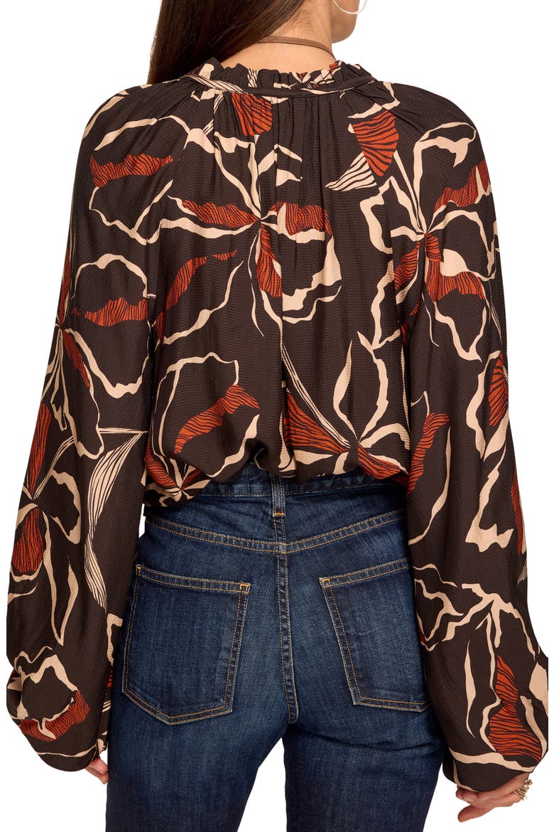 Aaron Foliage Printed V-Neck Top, Alternate, color, HERITAGE BROWN FLORAL