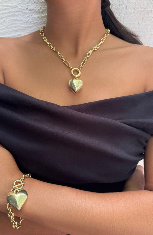 Adornia Puffy Heart Chain Bracelet In Gold
