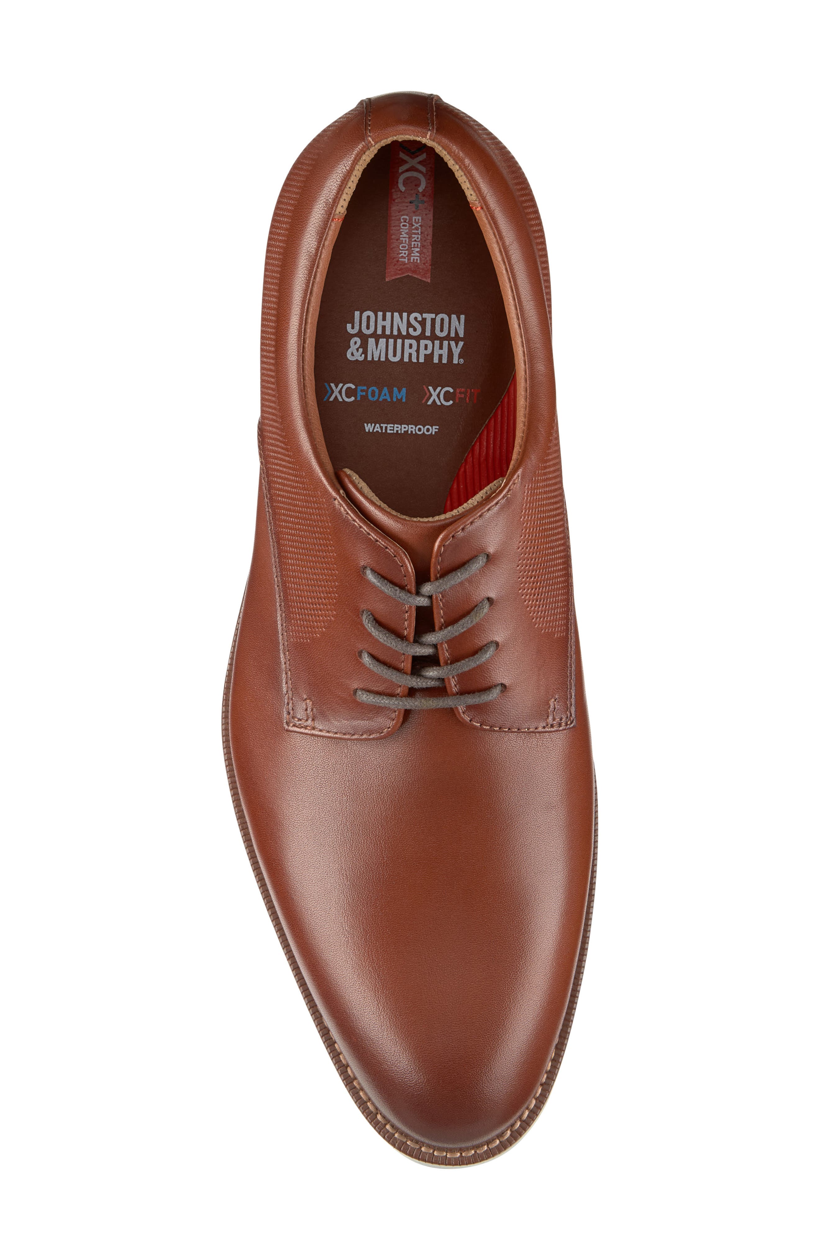 Copley XC+ Waterproof Plain Toe Derby, Alternate, color, COGNAC WATERPROOF FULL GRAIN