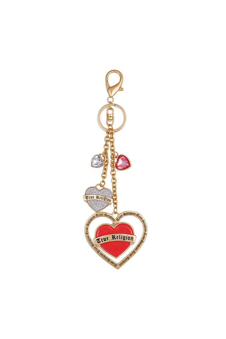 Triple Heart Bag Charm, Main, color, Gold Tone