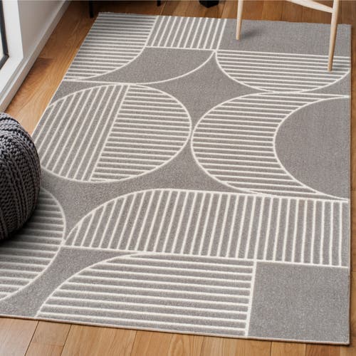 Jonathan Y Nordby High-low Geometric Arch Scandi Striped Indoor/outdoor Area Rug In Gray/cream