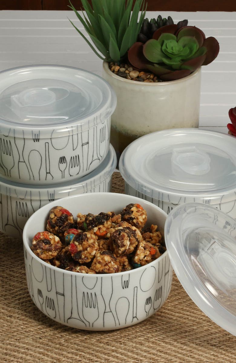 BIA Cordon Bleu Set of 4 Small Storage Bowls with Lids, Alternate, color, White