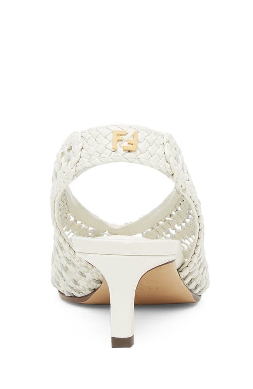 Shop Fendi Woven Slingback Pump In Bianco Seta