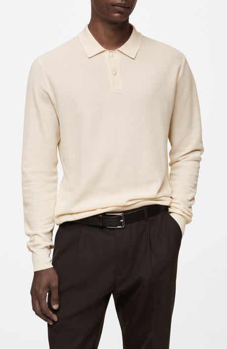 MANGO Long Sleeve Mesh Polo