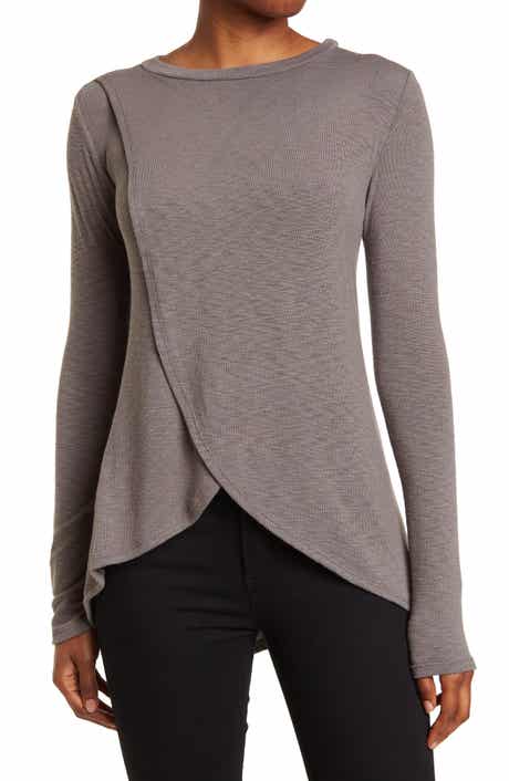 GO COUTURE Long Sleeve Cross Hem Shirt