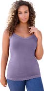 Roaman's Lace Trim Knit Cami With Adjustable Straps