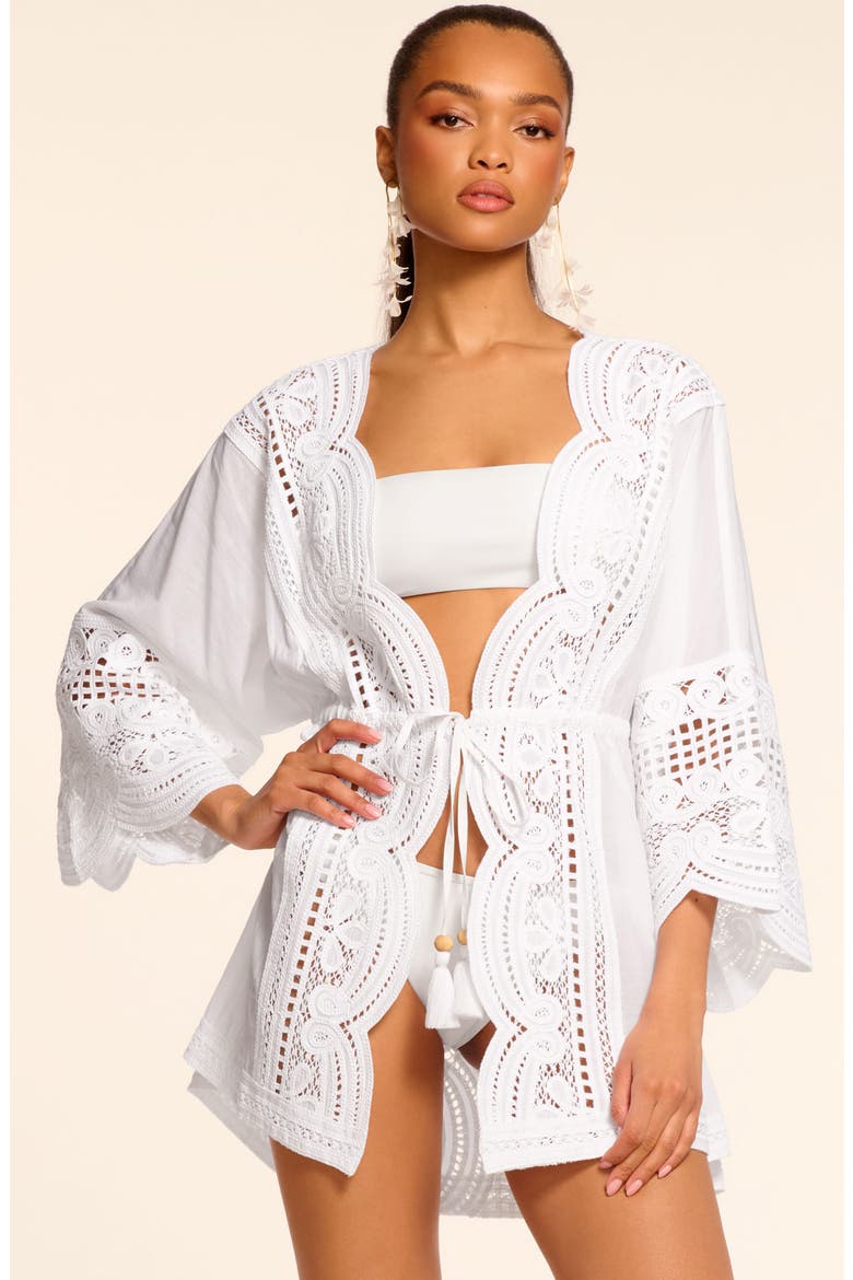 Leilanni Embroidered Cover-Up Dress, Alternate, color, WHITE