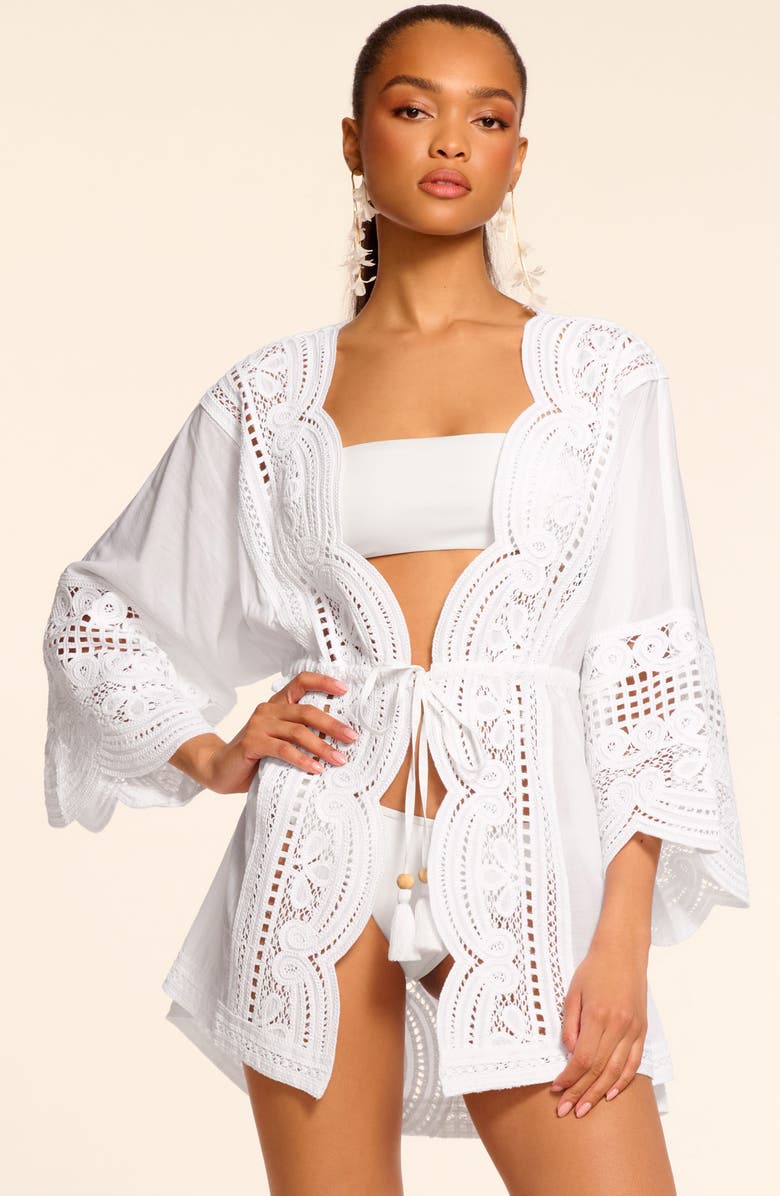 Ramy Brook Leilanni Embroidered Cover-Up Dress, Alternate, color, White