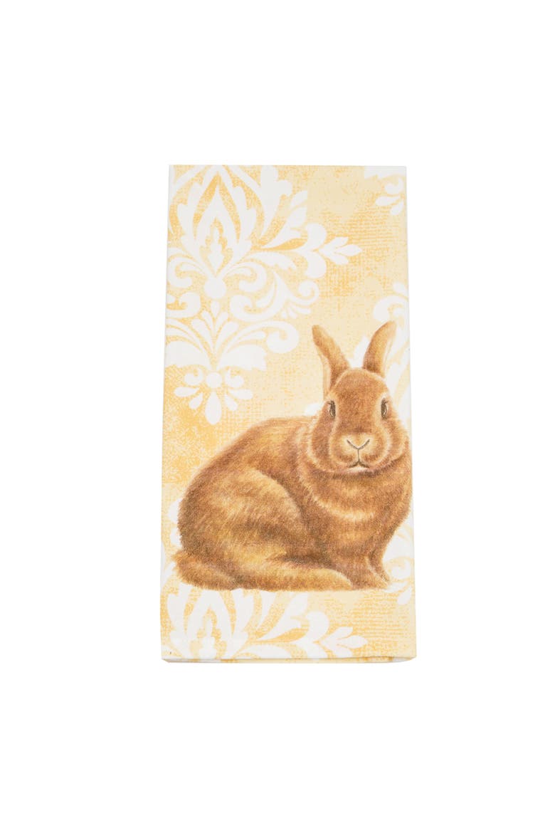 Damask Yellow Bunny Cotton Kitchen Towel, Alternate, color, Yellow