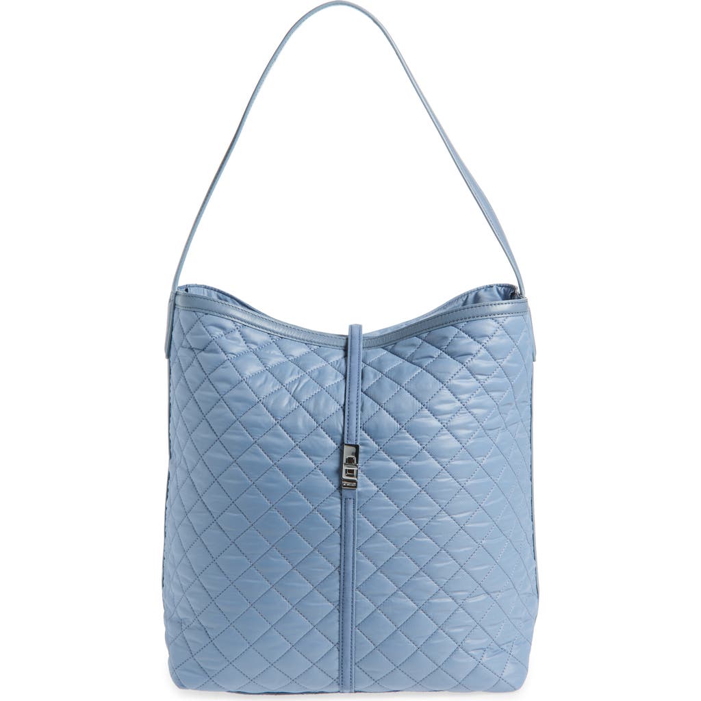 Mz Wallace Large Astor Quilted Nylon Hobo Bag In Stone Blue