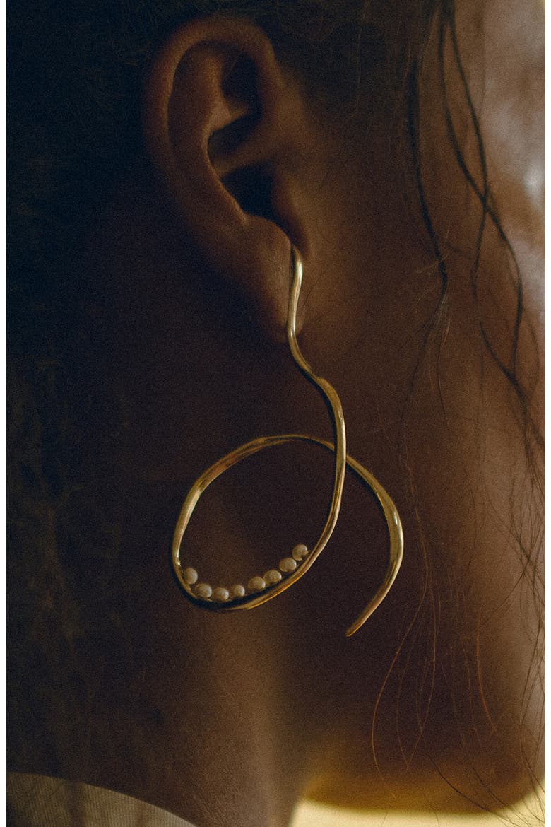 Vinea Freshwater Pearl Earrings, Alternate, color, BRONZE