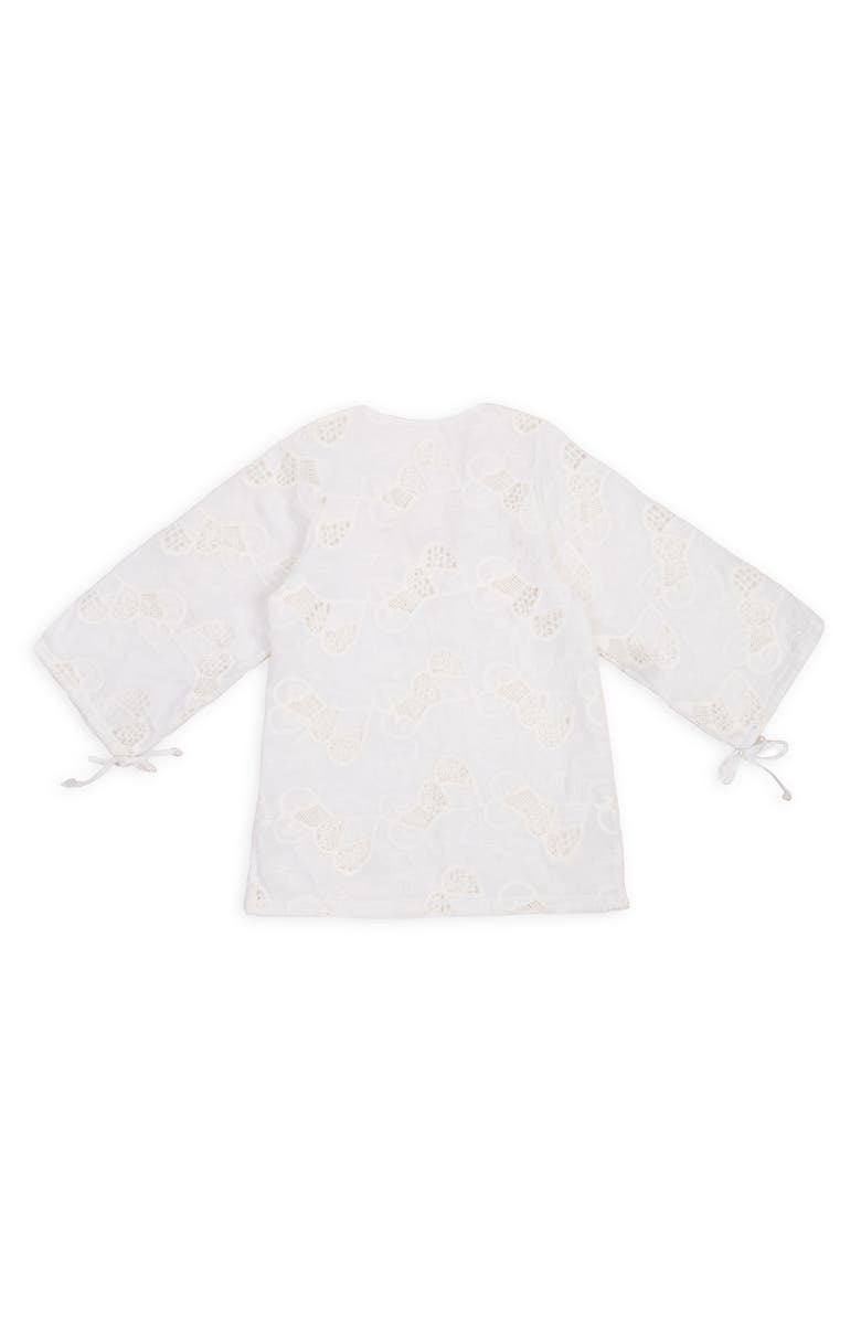 SAACHI Heart Eyelet Short Kaftan, Alternate, color, White