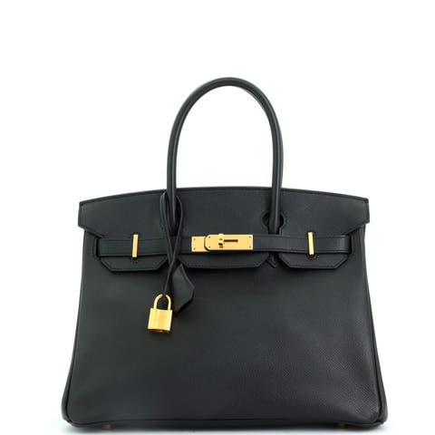 Birkin Handbag Black Epsom with Gold Hardware 30