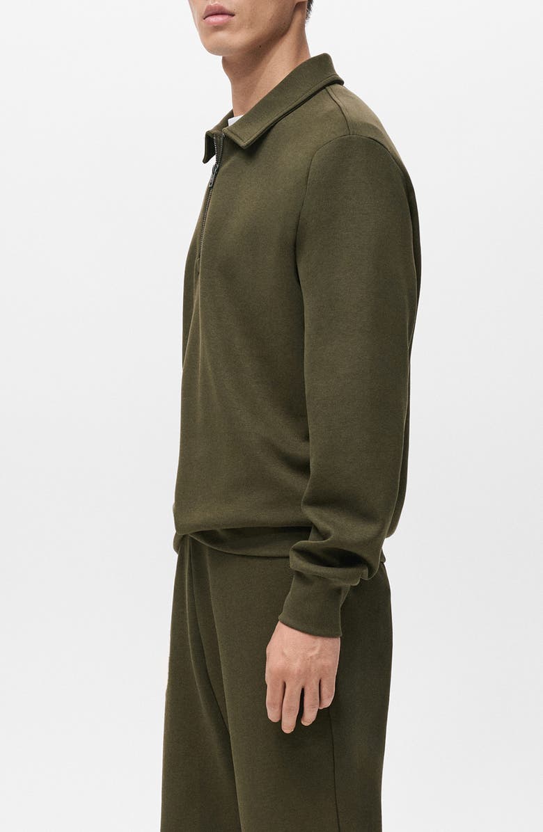 MANGO Regular Fit Quarter Zip Sweater, Alternate, color, Olive Green