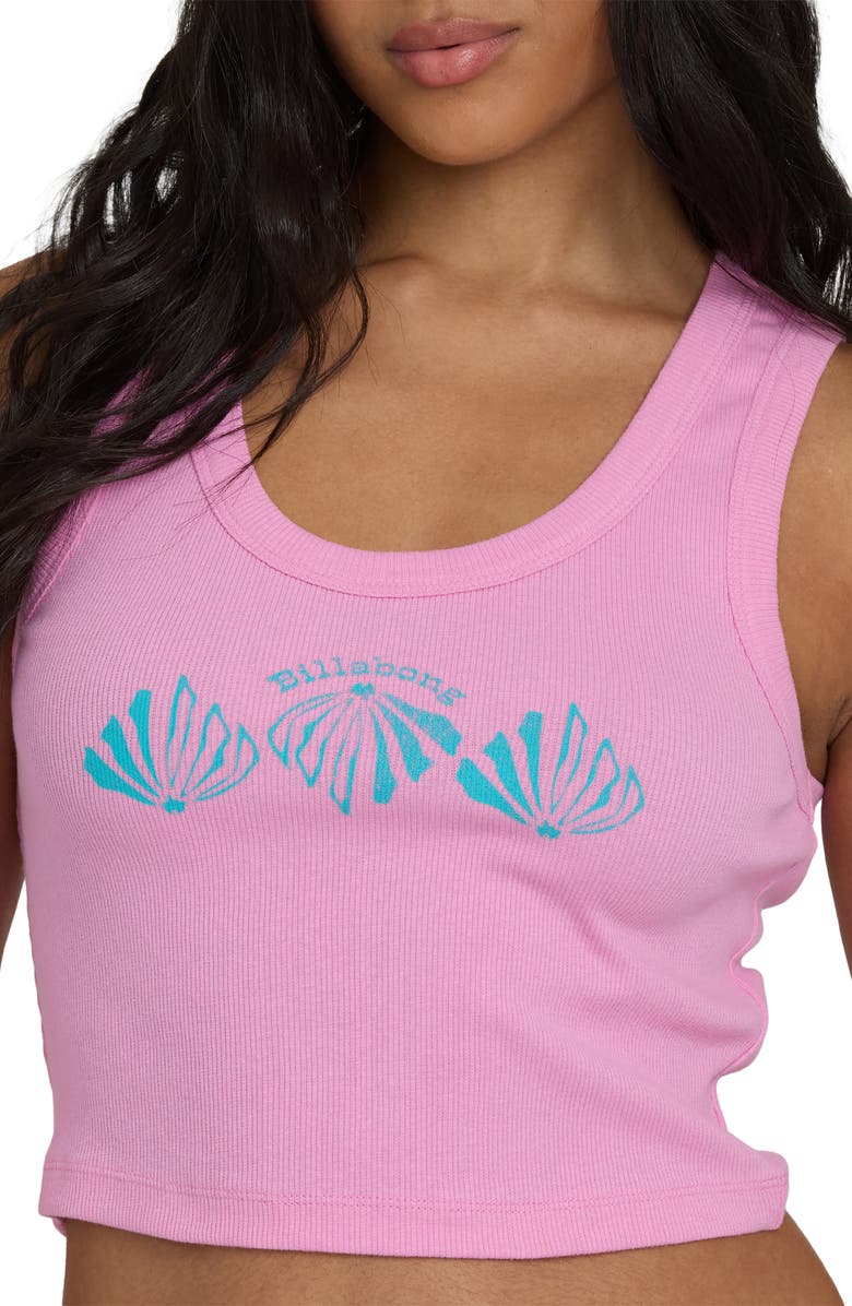 Billabong Newly Found Graphic Rib Crop Tank, Alternate, color, Party Pink