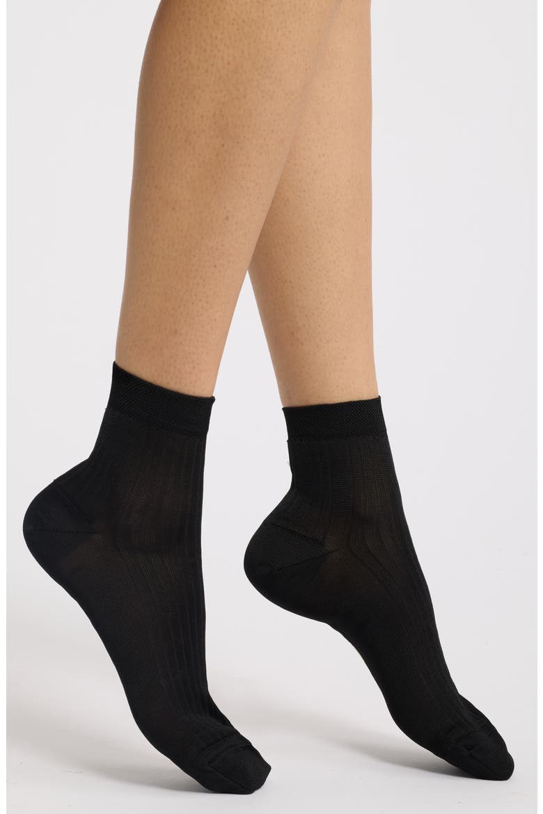 Rib Quarter Socks, Main, color, BLACK