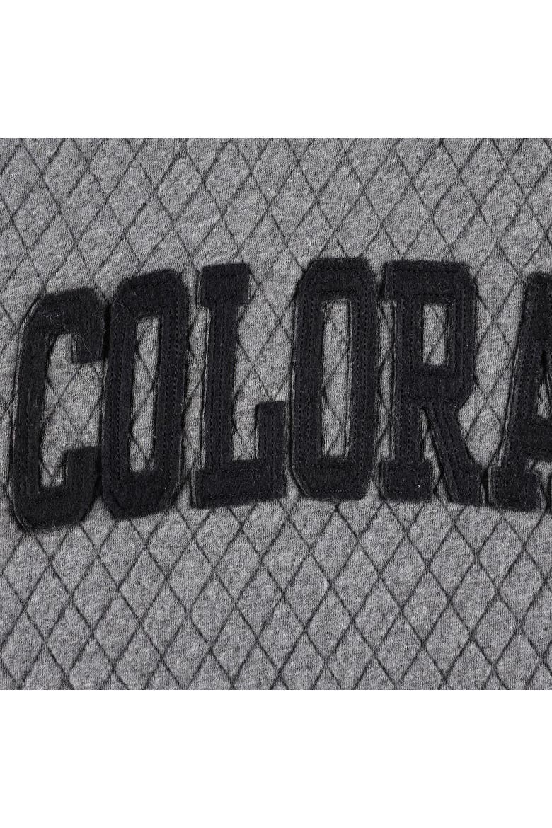 Women's Pressbox Heather Charcoal Colorado Buffaloes Moose Quilted Pullover Sweatshirt, Alternate, color, Heather Gray