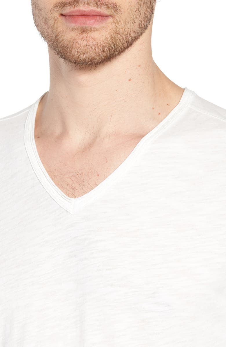 John Varvatos Slim Fit Slub Jersey V-Neck T-Shirt, Alternate, color, Salt