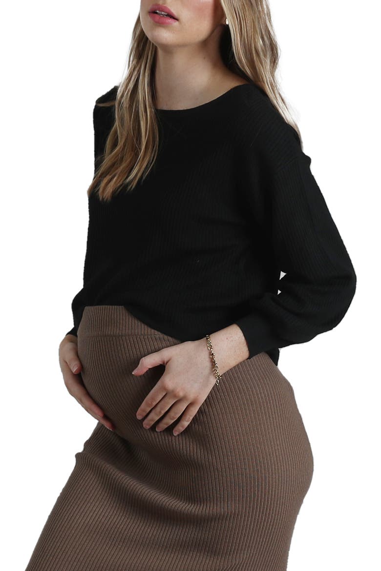 Maternity Knit Crop Top, Alternate, color, BLACK