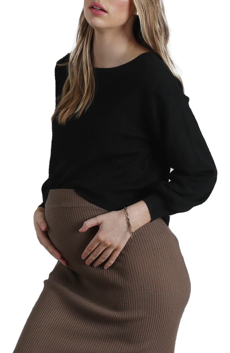 Angel Maternity Maternity Knit Crop Top, Alternate, color, Black