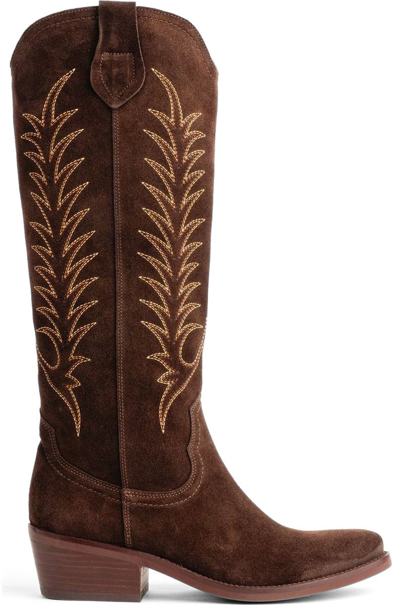 Penelope Chilvers Blanca Embroidered Western Boot, Alternate, color, Bitter Chocolate