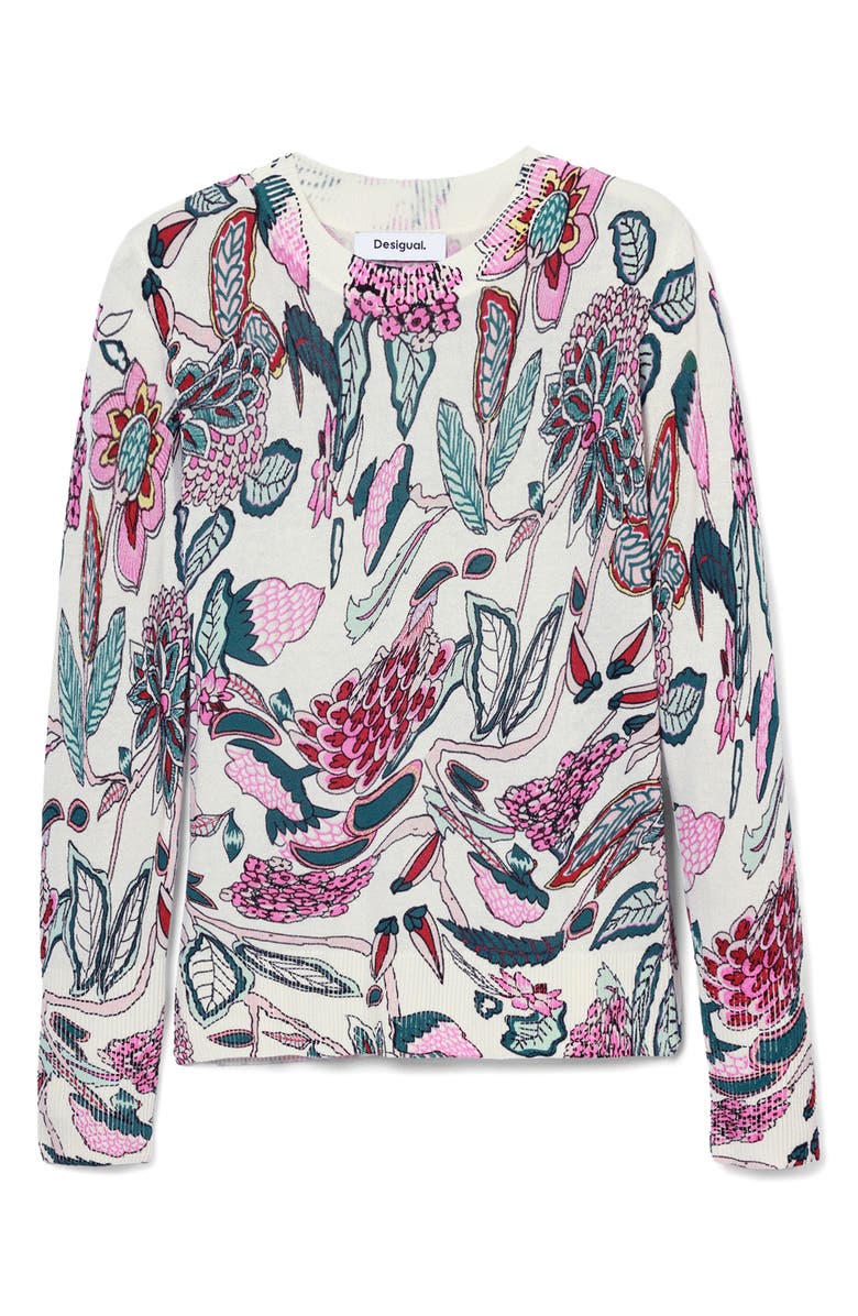 Desigual Manchester Floral Print Crewneck Sweater, Alternate, color, 